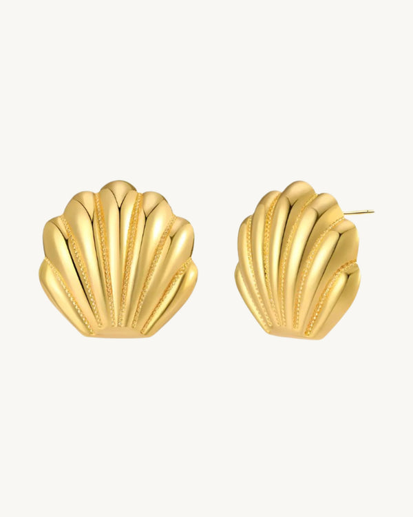 AVELI - Stainless Steel Shell Shaped Stud Earrings - Elegant, Sea-Inspired Design, Perfect for Any Occasion