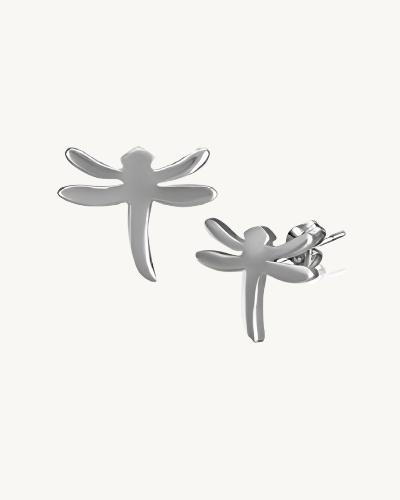 AVELI Small Stainless Steel Dragonfly Earrings with Zirconia Stone