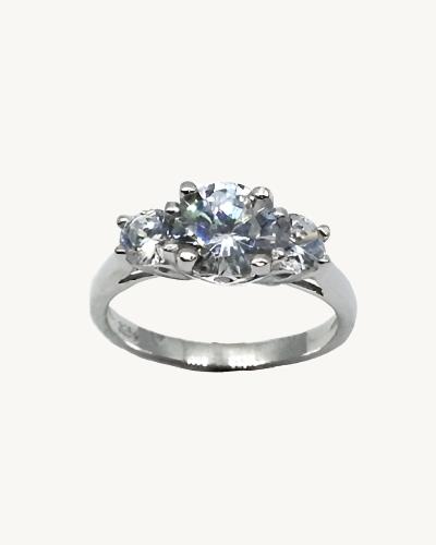 AVELI Silver Tone Stainless Steel "Past, Present, Future" (Yesterday, Today, Tomorrow) Always Engagement Style Promise Ring