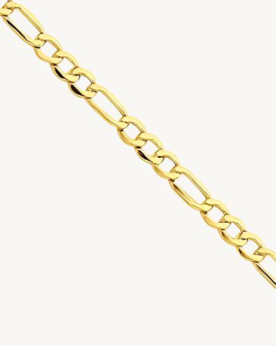 AVELI Unisex Men's and Women's Yellow Gold Tone Stainless Steel Figaro Link Chain Bracelet (5mm Wide) 9 Inches