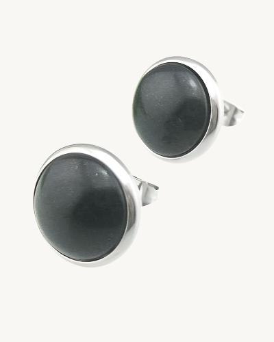 AVELI Stainless Steel Simulated Black Onyx Stud Earrings