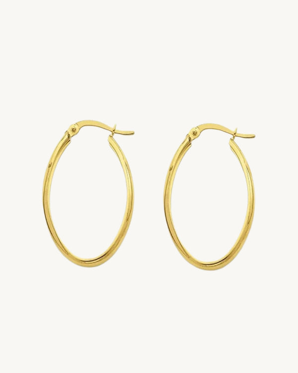 AVELI Yellow Gold Tone Stainless Steel Oval Hoop Earrings (Small)