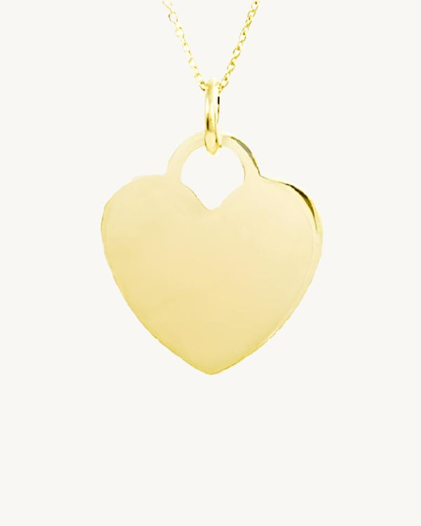 AVELI Small Yellow Gold Tone Stainless Steel Cable Link Necklace with Engravable Heart Pendant