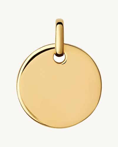 AVELI Yellow Gold Tone Stainless Steel Engravable Circle / Round Disc Pendant (1 Inch)