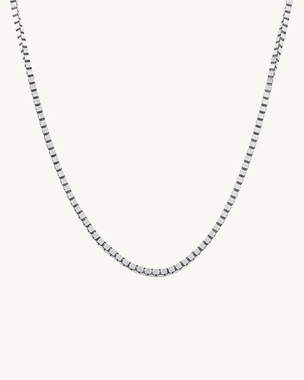 AVELI Unisex Men's and Women's 2mm Silver Tone Stainless Steel Classic Box Chain / Necklace