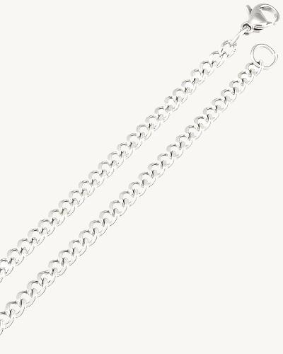 AVELI Unisex Men's and Women's Thin 3mm Silver Tone Stainless Steel Cuban / Curb Link Chain / Necklace