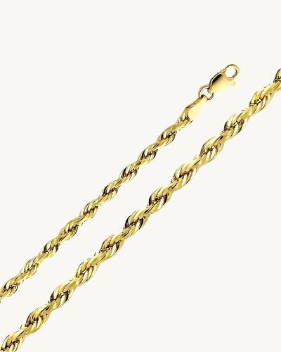 AVELI Unisex Men's and Women's 3mm Thick Yellow Gold Tone Stainless Steel Braided Rope Chain / Necklace