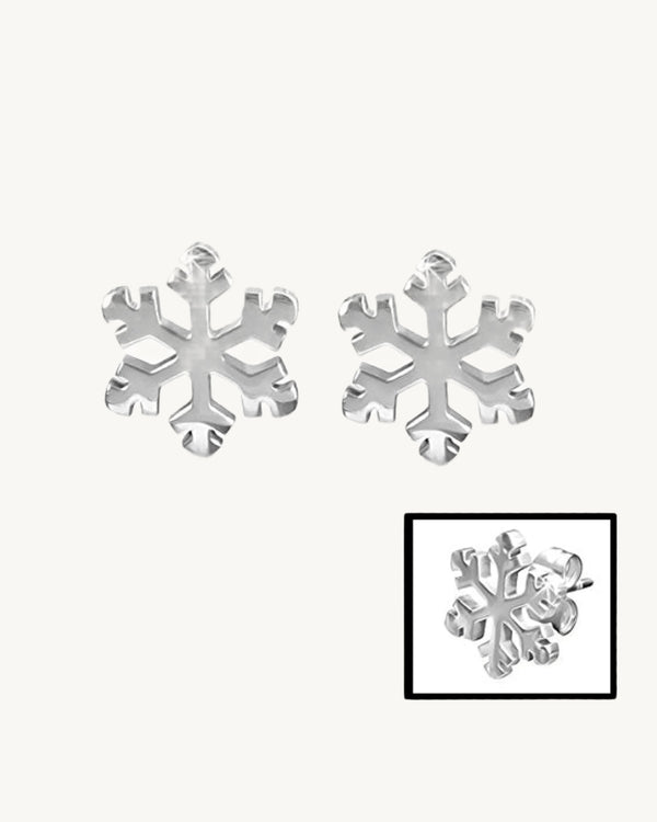 AVELI Silver Tone Stainless Steel Snowflake Stud Earrings