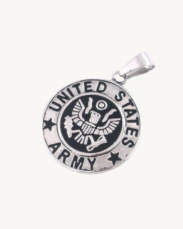 AVELI Oxidized / Blackened Silver Tone Stainless Steel United States (US) Army Pendant