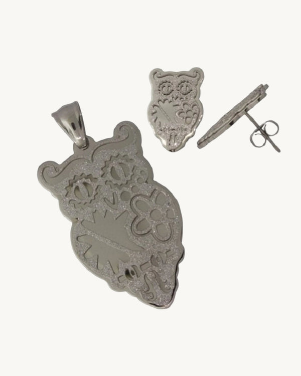 AVELI Stainless Steel Owl Pendant and Earrings Set